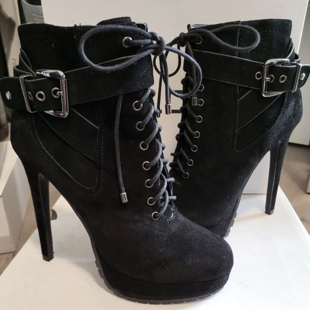 ALDO Black Suede High Heel Booties